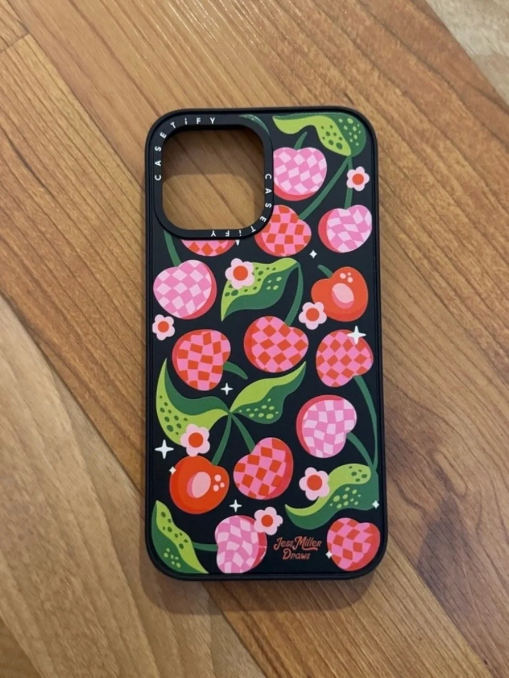 Casetify Pink & Green Cherry Pattern Phone Case